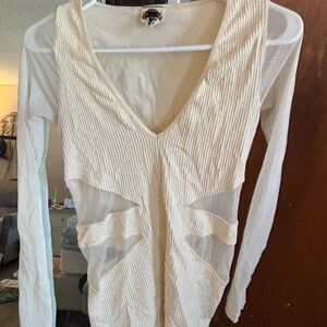 FP Movement by Free People Cream and White Bodysuit